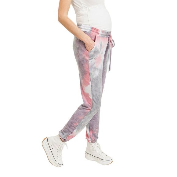 Hello Miz Maternity Purple&Gray Tie-Dye French Terry Maternity Joggers Size L - Picture 4 of 5